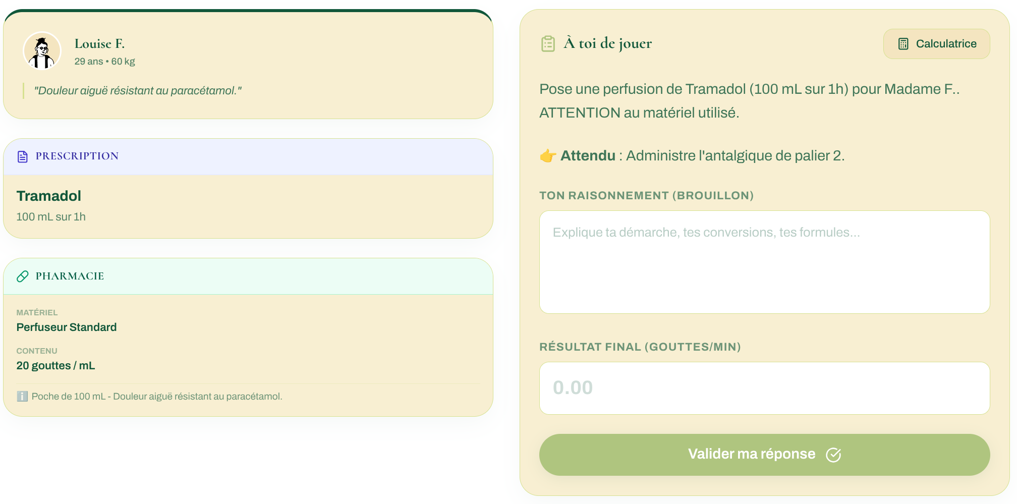 Interface du Calculateur de Doses Cap IDE
