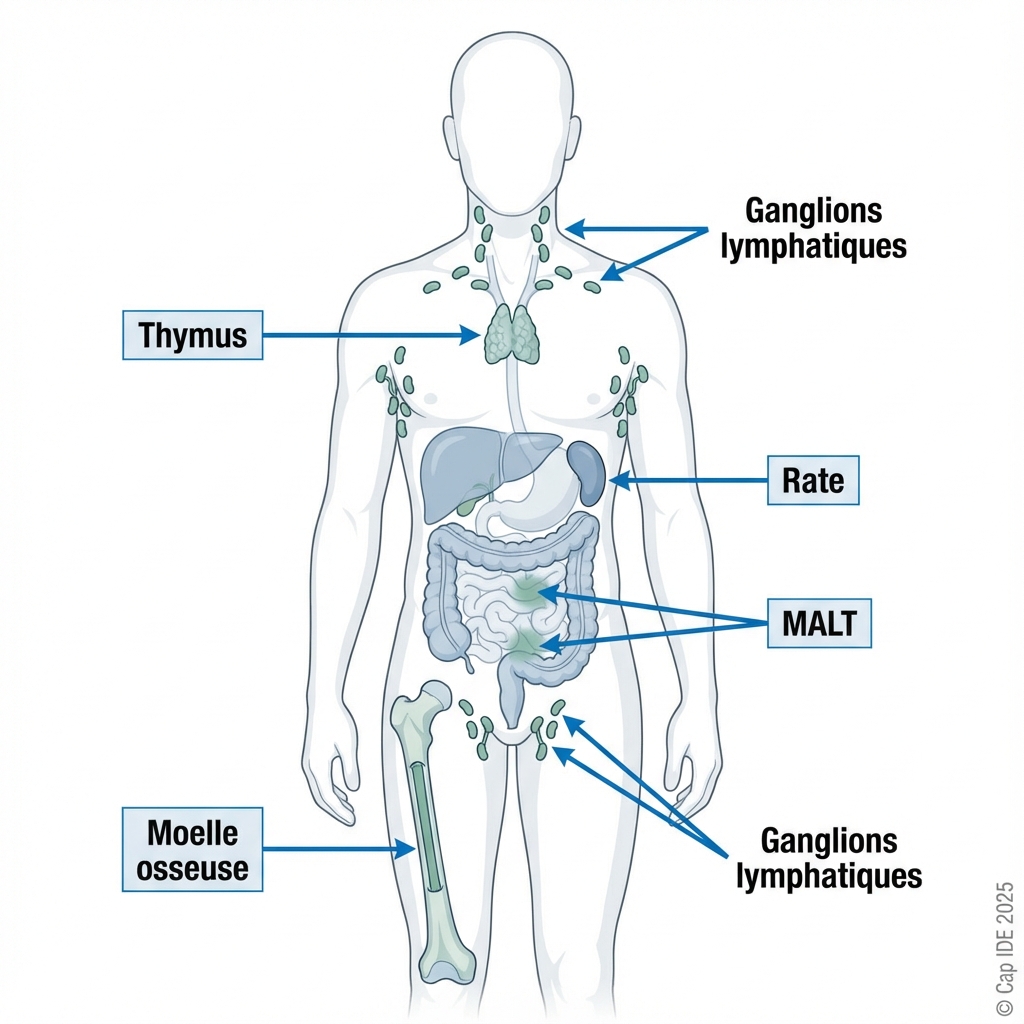 Carte des organes lymphoïdes