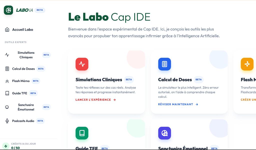 Interface réelle du Labo Cap IDE : Focus Simulateur Calcul de Dose