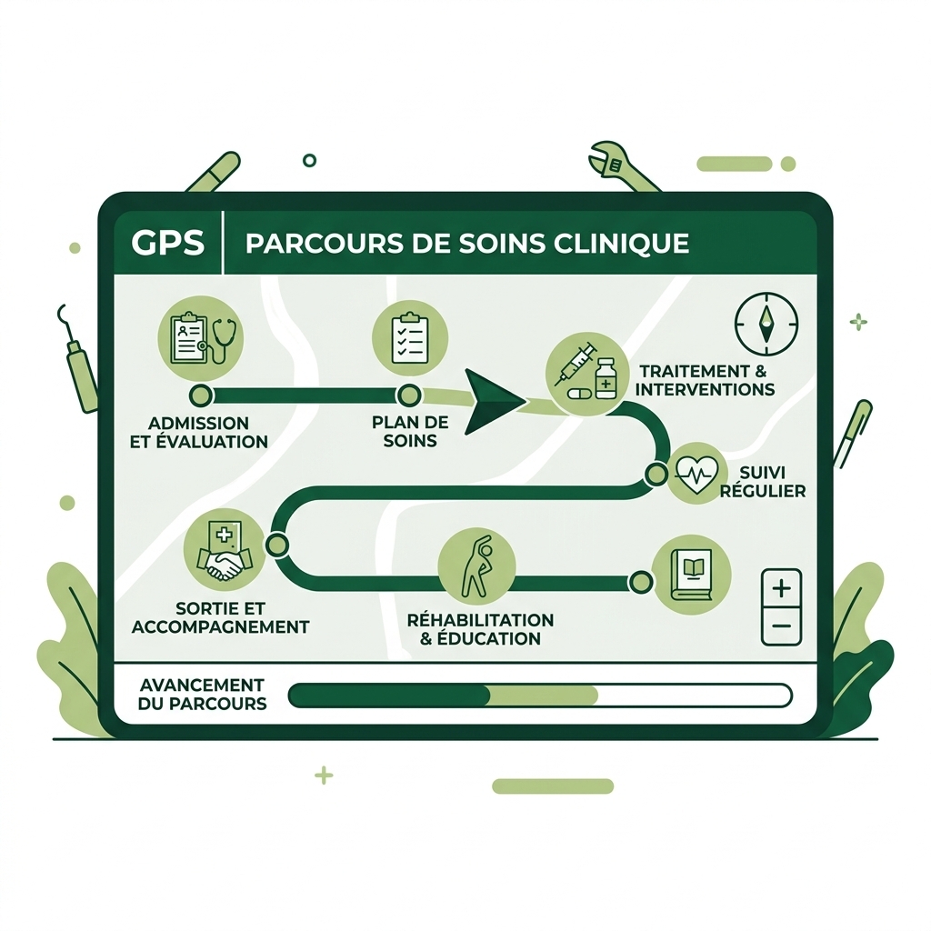 Illustration de la démarche de soins comme guide clinique