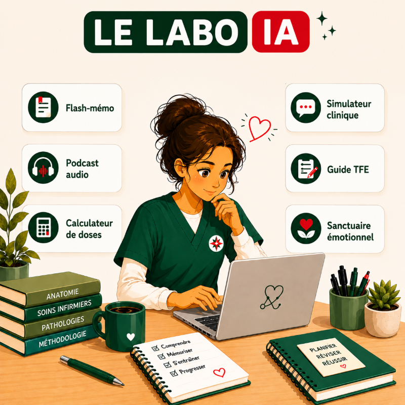 Étudiant en soins infirmiers utilisant les outils IA Cap IDE